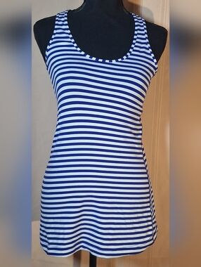 LULULEMON Blue & White Striped Tank Top